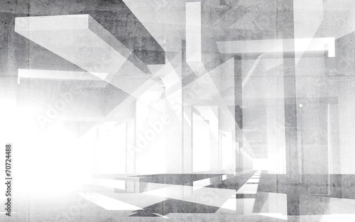 Dekoracja na wymiar  abstrakcjonistyczna-biala-3d-wewnetrzna-perspektywa-tla-ilustracja