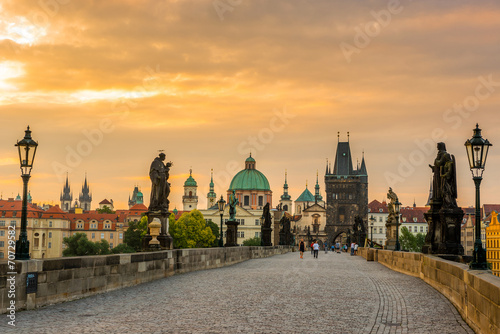 Obraz na płótnie canvas trzyczęściowy "tryptyk" Praga, Most Karola