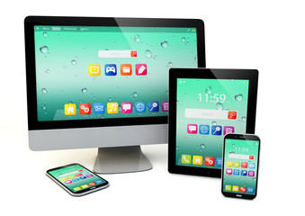 Wall Mural - computer technology, mobility and communication business concept