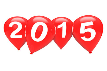 Poster - New Year concept. Red christmas balloons with 2015 sign