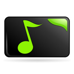 Poster - note de musique sur bouton web rectangle vert