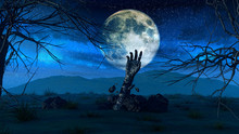 Halloween Background With Zombie Hand