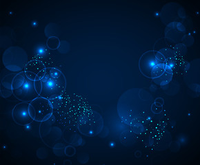Wall Mural - Abstract Blue bokeh digital background. Vector illustration