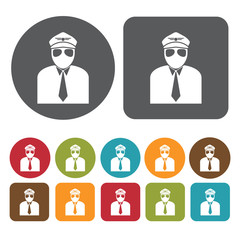 Fototapete - Pilot avatar icon. Set of profession people flat style icons. Ro