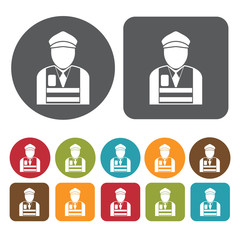 Fototapete - Traffic aid avatar icon. Set of profession people flat style ico
