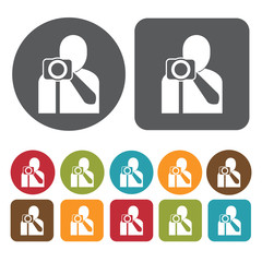 Fototapete - Male photographer avatar icon. Set of profession people flat sty
