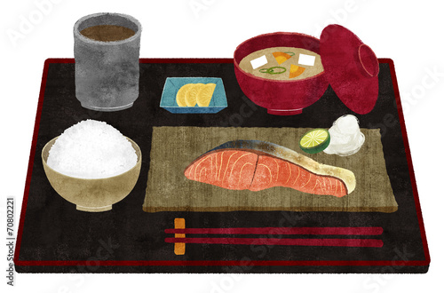 鮭定食 おぼん付き Stock イラスト Adobe Stock 鮭定食 おぼん付き Stock イラスト Adobe Stock