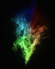 Wall Mural - colourful powder exploding isolated on black