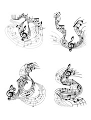 Wall Mural - Musical compositions with music waves