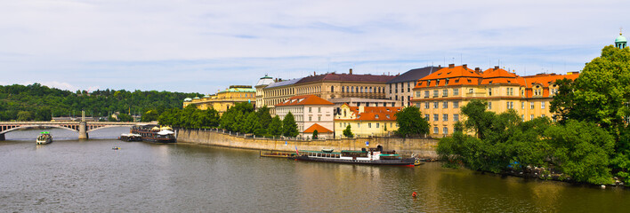 Wall Mural - Panoramic view on Vltava in Prague, Czech Repubic