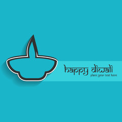 Sticker - Beautiful happy diwali creative diya card colorful hindu festiva