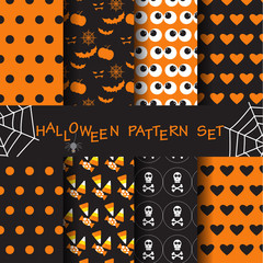 Wall Mural - halloween seamless pattern set, vector