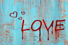 Love Concept. Inscription On Wooden Wall Background