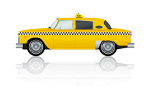 Vintage Yellow New York Taxi Vector Illustration