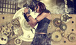© ZoomTeam - A steampunk woman stands on a background of abstract clock