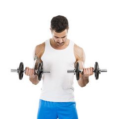 Poster - Athletic man lifting weights