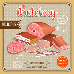 Sticker - Retro meat poster