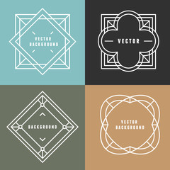 Wall Mural - Vector set of outline emblems and badges