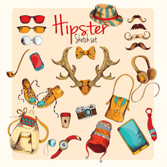 Sticker - Hipster sketch set