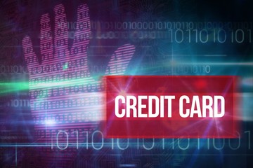 Aufkleber - Credit card against blue technology design with binary code