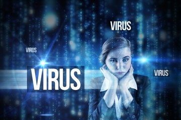 Poster - Virus against lines of blue blurred letters falling