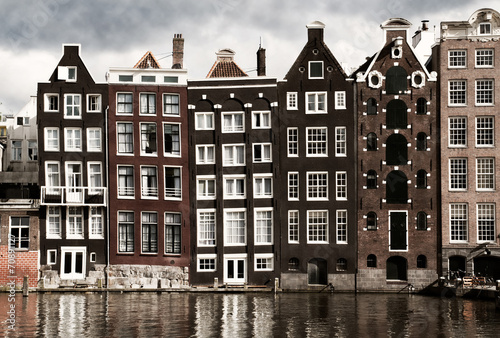 Tapeta ścienna Domy w kanałach amsterdamskich