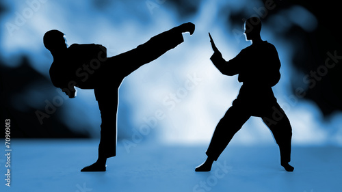 Naklejka samoprzylepna Karate niebieskie tło