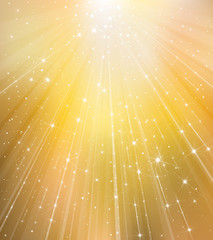 Wall Mural - vector golden background with rays and stars.