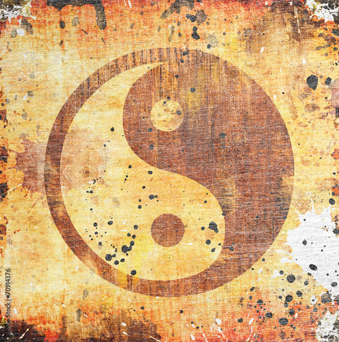 Tapeta ścienna Symbol yin yang na grunge