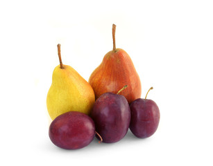 three plums and two pears