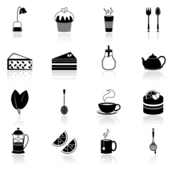 Canvas Print - Tea icons set black