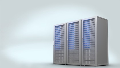Poster - Three digital grey server towers