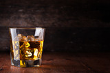 Fototapeta Tulipany - Glass of scotch whiskey and ice