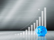 Blue piggy bank and growth graph