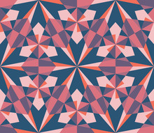 Seamless Geometric Red Pink Kaleidoscope  Pattern Background