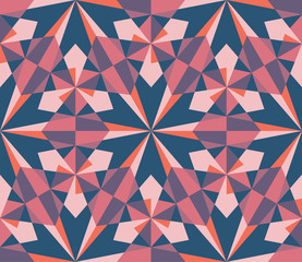 seamless geometric red pink kaleidoscope pattern background