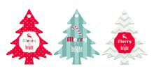 Three Christmas  Tags In Shape Of Tree