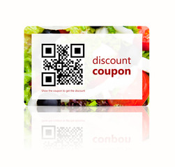 food discount coupon with qr code isolated over white