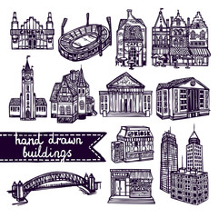 Sticker - Sketch city building set