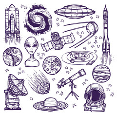 Sticker - Space sketch set