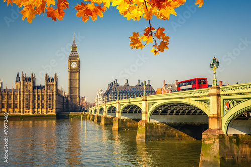 Naklejka na drzwi Big Ben and Houses of parliament, London