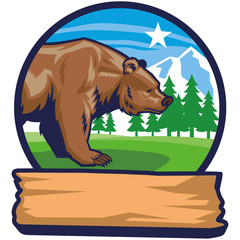 Wall Mural - bear mascot with narute background