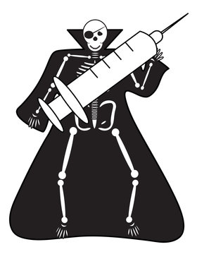 Human Skeleton with syringe halloween
