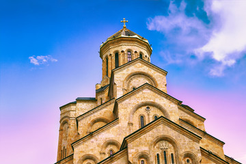 Fototapete - The Holy Trinity Cathedral Tsminda Sameba in Tbilisi