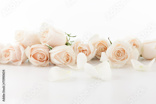 Obraz w ramie White roses and petals