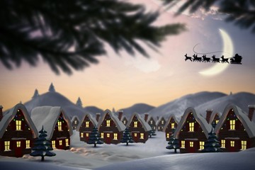 Aufkleber - Composite image of silhouette of santa and reindeer