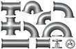 Different Metal pipe set. Industrial illustration.