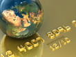 Travel with gold credit card. Business illustration