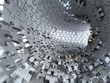 Tunnel made of metallic puzzles.  Conceptual 3d illustration,