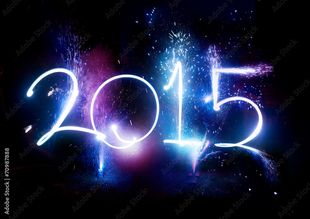 2015 Fireworks party - New Year Display! - obrazy, fototapety, plakaty 